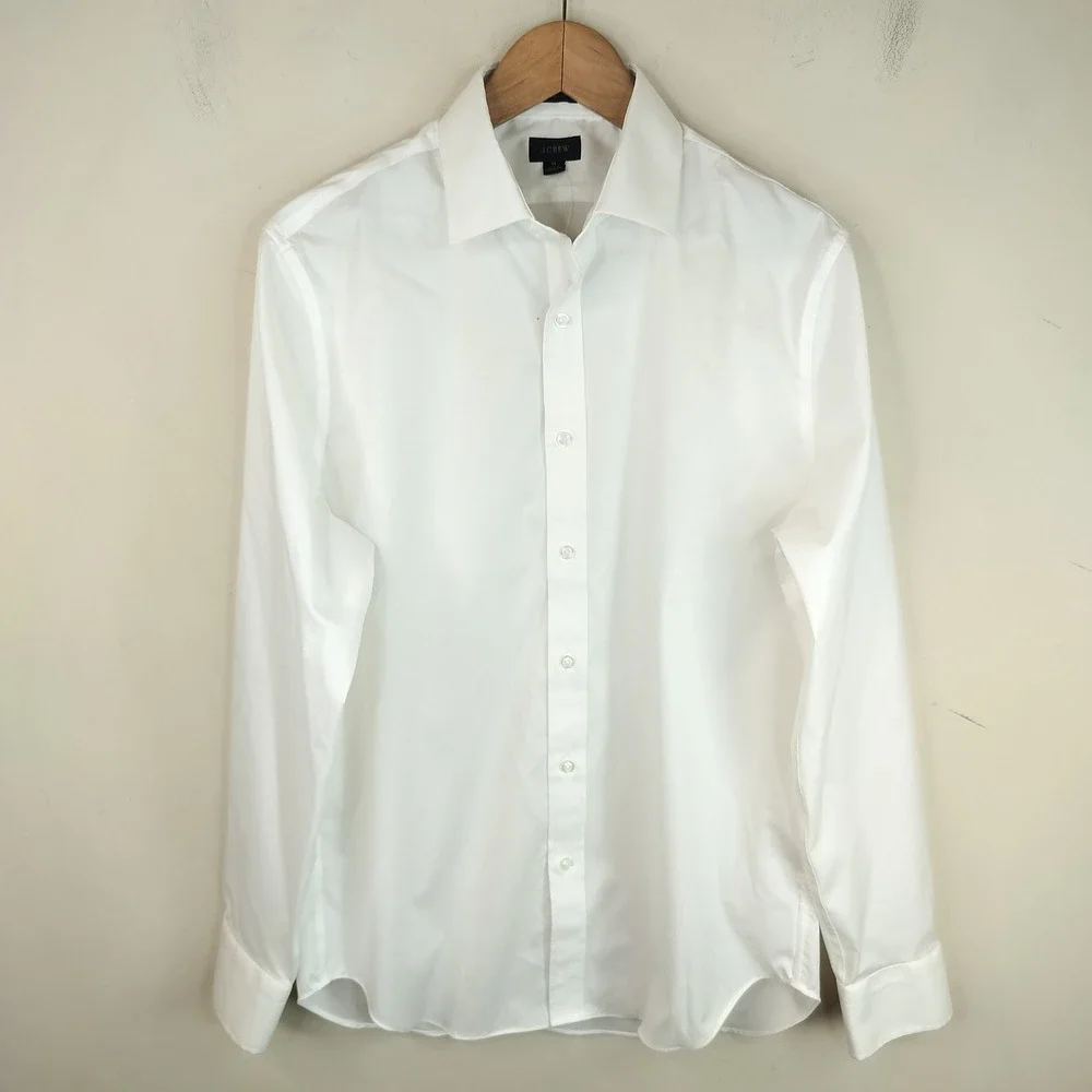 J Crew Wrinkle Free Bowery Dress Shirt Mens Medium Professional White AV828 NWT